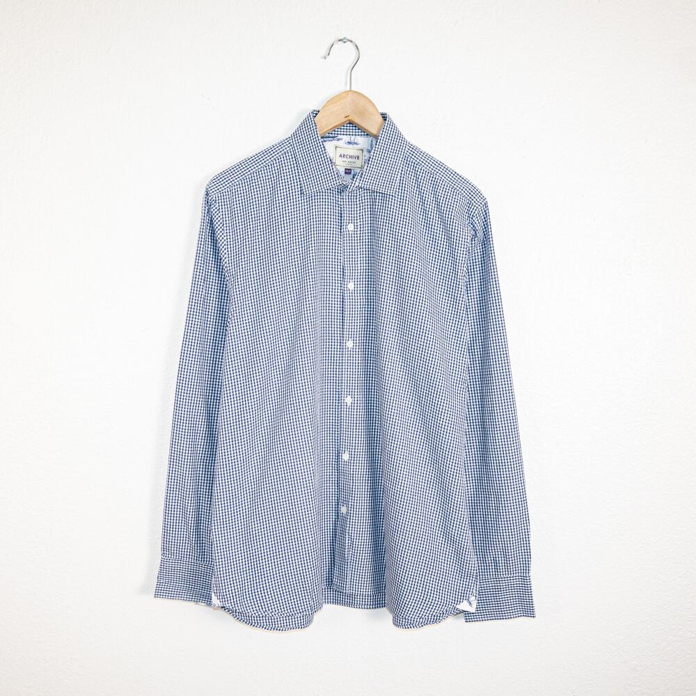 Ted Baker Archive Men's 16 1/2 Button up Shirt blue check sailboat